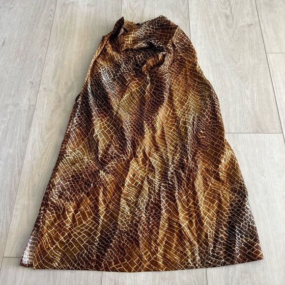REISS Women's Talia-Croc Print Tops - Bronze Size 6 - Picture 1 of 13